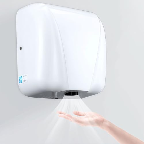 BESTXH Asciugamani Elettrico Automatico Commerciale, Asciugamani Elettrico A Induzione in Acciaio Inox, Asciugamani Elettrico per Bagni Pubblici da 1800 W, per Uso Commerciale,Bianca