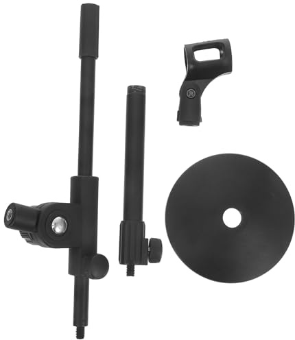 ANDRESLAD Supporto Microfono da Tavolo Regolabile con Clip Asta Estensibile in Metallo con Base Piatta Pesante Supporto Mic Desk per Podcast e Studio Home Recording