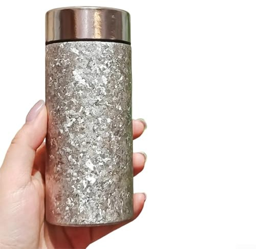 Zoegneer Bouteille d'eau légère en titane pur isotherme 200 ml avec motif fleur de glace, tasse de poche compacte pour enfants, camping, randonnée (argent)