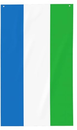 Bandera de Sierra Leona. Bandera decorativa para exteriores de 3 x 5 pies, pancarta vertical de poliéster