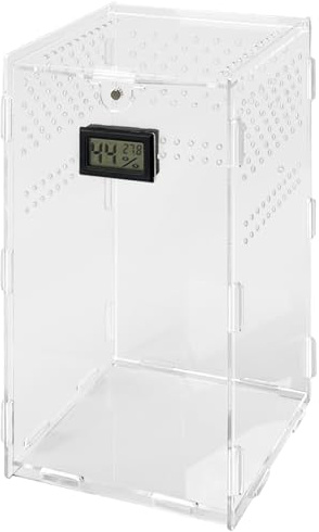 Btgghytr Reptilien Futterbox Acryl Terrarien Behälter mit Temperatur Hygrometer für Spinnen Eidechsen