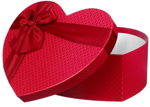 iplusmile Herzförmige Schachtel Leere Geschenkverpackung mit Schleife, Rot | für Valentinstag, Muttertag, Hochzeit, Junggesellinnenabschied, Jahrestag, 23,00 X 20,00 X 9,00 Cm