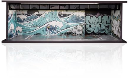 Display Case für Hot Wheels, Diorama 1/64 Skala Auto Garage Modell mit LED-Lichtern und Acrylabdeckung, Stapelbares Auto Parkplatz Modell, Diecast Auto Display Case (stürmische See)