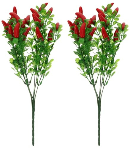 Toyvian Bouquet 2 Pezzi Effetto Simulazione Vivido di Peperoncini Artificiali in Plastica per Decorazioni Domestiche da Giardino in Vaso o Cesti Floreali