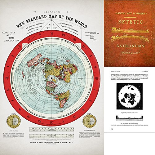 Flat Earth Map - 1894 Gleason Map New Standard Map Of The World - 24 x 36 Flat World Poster - Includes eBook - Zetetic Astronomy by Samuel Rowbotham