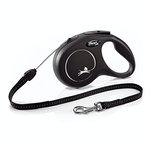 FLEXI® Klassische einziehbare Hundeleine (Katze), ergonomisch, langlebig und verhedderungsfrei, für Hunde bis zu 11,8 kg, 7,9 m, klein, Schwarz
