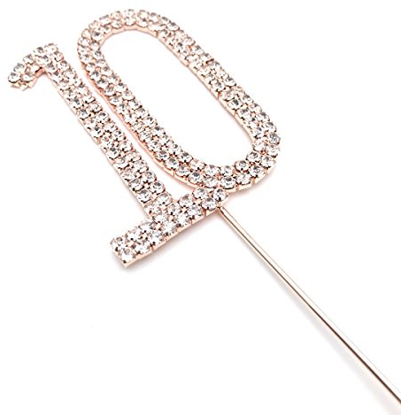 World of Sparkles 6cm Cake Toppers with Silver Diamante Rhinestones Diamonds and Rose Gold Base for Anniversary, Birthday Kids Children Adults Party