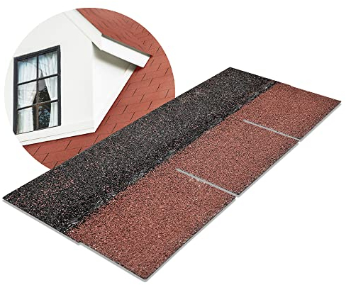 DEMMELHUBER - Bitumen Dachschindeln rechteck Rechteckschindeln Bitumendachschindeln wetterfest vielseitig einsetzbar für Gartenhaus Carport und mehr Alternative zu Metall-Dachplatten Rot 21 Stück