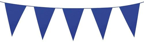 Boland 74712 - Mini-Wimpelkette, 1 Stück, Größe 11 x 14 x 300 cm, Blau, Fahnenkette, Hängedekoration, Foliengirlande, Mottoparty, Geburtstag, Karneval, Jubiläum, Kindergarten