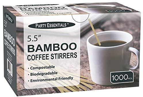 Party Essentials Bamboo 5.5 Coffee Stirrers/Beverage Stir Sticks, 1000-Count, Natural