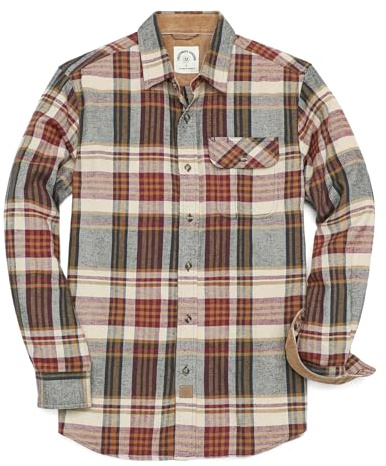Dubinik® 6 oz Camicia Uomo Flanella Morbida Retro Quadri Manica Lunga Regular Fit Casual Cotone Bottoni