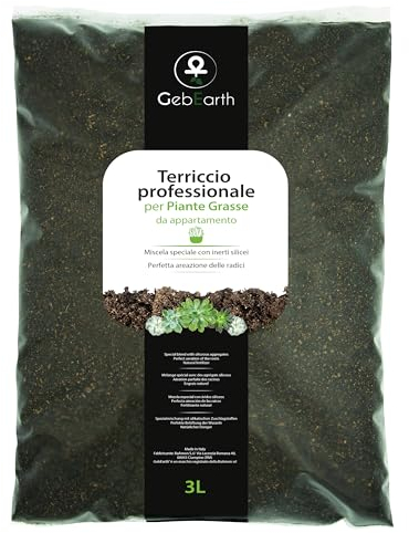 GebEarth® - Terriccio Professionale per Piante Grasse e Succulente da 3 Litri【 Substrato ideale per Cactacee e altre Piante Grasse da Appartamento 】