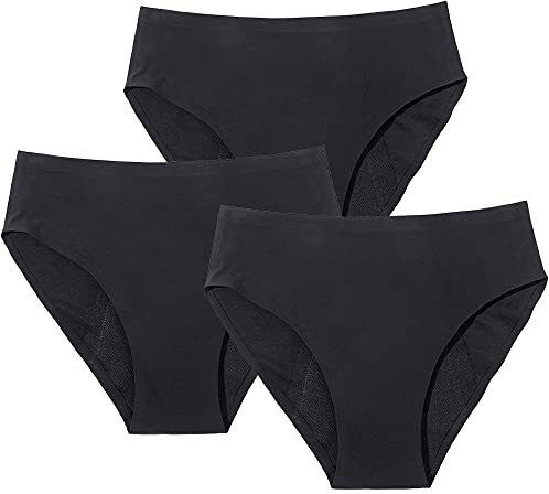 Nahtlose Schwangerschaft & Wochenbett Period Menstruations-Unterhosen, saugfähig, waschbar, umweltfreundlich, Menstruationsregeln (Schwarz, XXL)