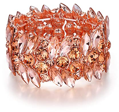 EVER FAITH Damen Stretch Armband Marquise Kristall Art Deco Armkette für Hochzeit Party Lila Silber-Ton Silber-Ton