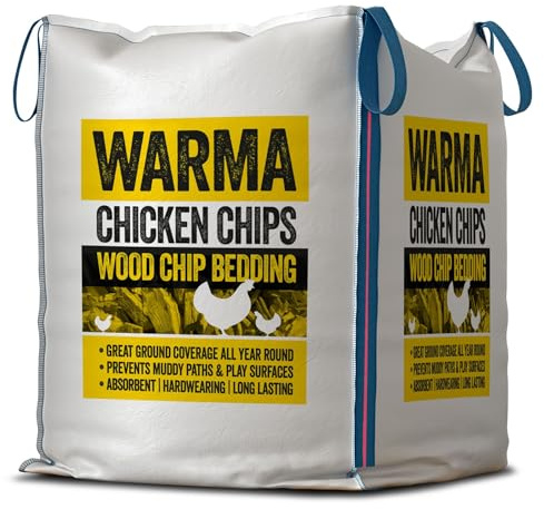 Warma 1 x Bulk Dumpy Bag Premium Chicken Wood Chips Hardwood Chippings - Chicken Bedding Coops Hens Poultry Run Animal Pens Garden Boarders Path Walkways Ground Cover