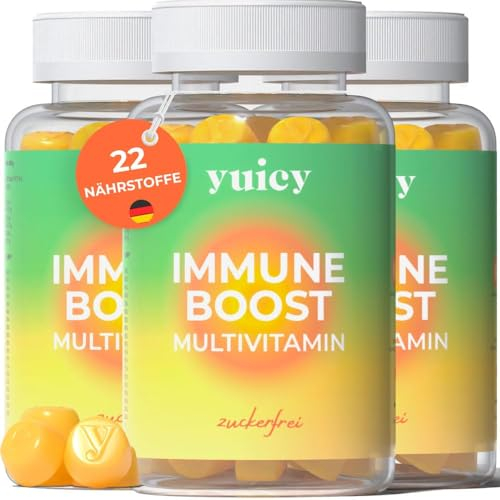 Hochdosierte Vitamin Gummibärchen - Leckere Multivitamin Gummies mit essentiellen Vitaminen (C, D3, E, A) & Mineralien - Vitamin Gummies für Erwachsene - Vitamin Bärchen fürs Immunsystem - 180 Gummies