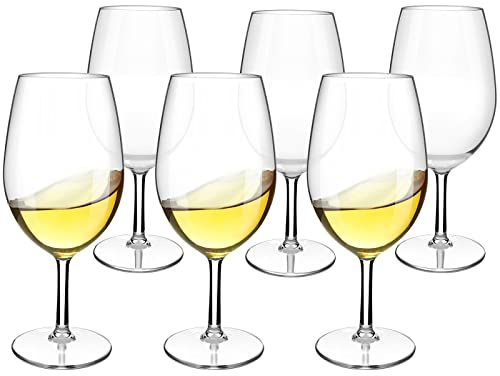 COOKY.D Copas Grande de Vino Blanco Tinto de Tallo Largo Irrompibles Tritan-Plástico Juegos de Vasos de Plástico Regalo Sin Bpa Apto para lavavajillas 640 ML/22.5 OZ, juego de 6