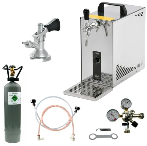 BieTal® Bierzapfanlage Bierkühler mobile Zapfanlage 35 Liter/h Durchlaufkühler KOMPLETTSET - KEG Flach - CO2 2 kg