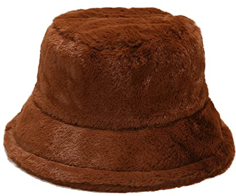 Umeepar Winter Kunstfell Fischerhut Flauschige warme Mütze für Damen Herren, B Caramel, Einheitsgröße