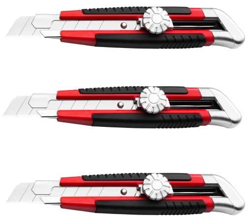 DTU24 Cuttermesser SET 18mm, Mehrzweck Messer Teppichmesser Profi Cuttermesser Multifunction Universalmesser (3x SET)