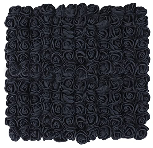 MWOOT Schwarze Künstliche Rosen Blumenköpfe, 144 Stück Mini Foamrosen Kunstrosen für Handwerk, Klein Gefälschte Rosen Blumen für DIY Hochzeit Party Festival Valentinstag Dekoration, 2,5CM Blumen Deko