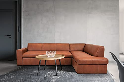 Quattro Meble Ecksofa Antalya I 270 x 164cm Echtleder Sofa Couch mit Schlaffunktion, Bettkasten und Kopfstützen Eck Couch Echt Leder Granada mit Ziernaht (270 x 164 cm Ecke Rechts)