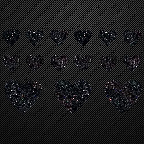 Glitzerdeals Glitzer Set 15 Herzen in Schwarz - Aufbügler für Textilien - Karneval, Fasching