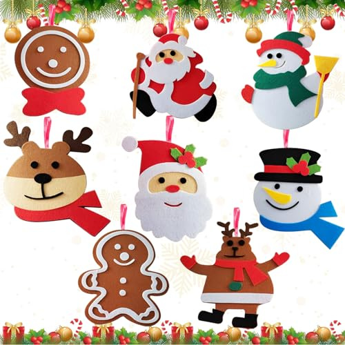 Giugio 8 Stück Weihnachtskränze Bastelset, Weihnachten Filz Bastelset, Weihnachtens Deko, Weihnachten Basteln für Weihnachtsdeko Winter Mädchen Jungen
