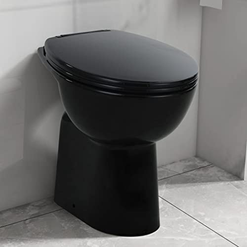 SKM Hohe Spülrandlose Toilette Soft-Close 7cm Höher Keramik Schwarz, Weight: 21.4 kg, 145780
