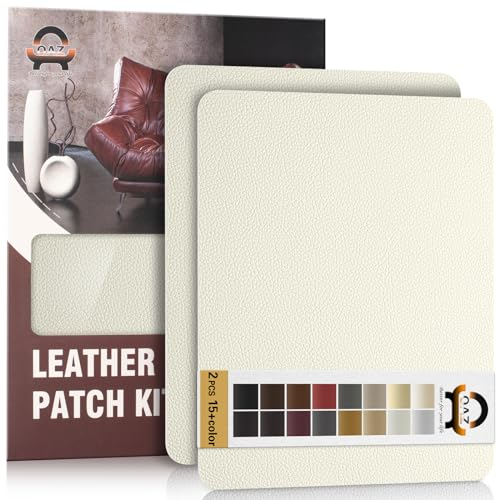 Kit di Riparazione in Pelle Bianco avorio, 28×21 cm Nastro Adesivo in Pelle, Pelle Adesiva per Riparazioni Patch di Riparazione in Pelle per Divani, Automobili, Reclinazioni, Borse, Tappezzeria