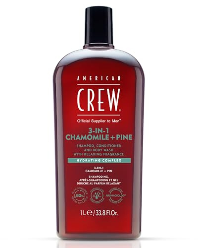 AMERICAN CREW – 3-in-1 Chamomile & Pine Shampoo, Conditioner & Body Wash, 1000ml, Pflegeshampoo und Duschgel für Männer, Produkt für die tägliche Reinigung von Körper und Haar