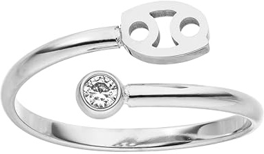 Purelei Sternzeichen Ring Krebs (Silber) – Wasserfester Damenring aus langlebigem Edelstahl – Verstellbare Ringe von Größe 50 bis 60 – Modeschmuck für deinen individuellen Look