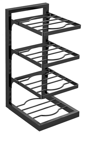 GACHA Pots and Pans Organiser Rack Stand, Adjustable Kitchen Stand Holder,2-4 Tier Snap-on and Adjustable Saucepan Rack,Detachable Pot and Pan Stand Holder (Color : Countertop, Size : Four layer)