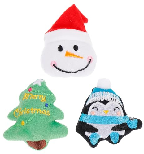 Beaupretty 3St Mini Plüsch Weihnachtliches Kauspielzeug Spielzeug für Haustiere Weihnachtskatzenspielzeug Spielzeuge Haustier Weihnachtsspielzeug Beißspielzeug für Katzen Katzenminze Katzenkratzer