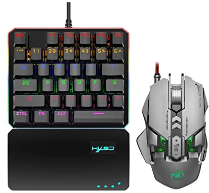 Keyboards One Handed Mechanical Gaming Keyboard And Programmable Mouse Combo USB Wired Gaming Keypad And LED Backlit Mouse For LOL/PUBG/Wow/Dota/OW
