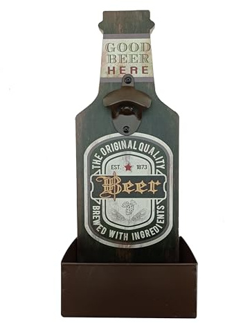 TBQ Cerveza Soda Abrebotellas Vintage Montado de Pared Botellas,Sacacorchos,Abrelatas Colgante y Tenedor de la Tapa,Ideal para Bares,Fiestas,Accesorios,Cocina Casera,Excelente Mejor Regalo (Negro)