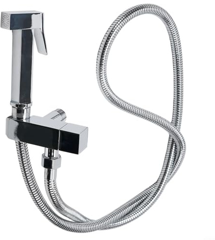 HpLive Rubinetto in ottone per lavabo, bidet a parete, doccetta igienica, doccetta per WC con acqua calda (cromato)