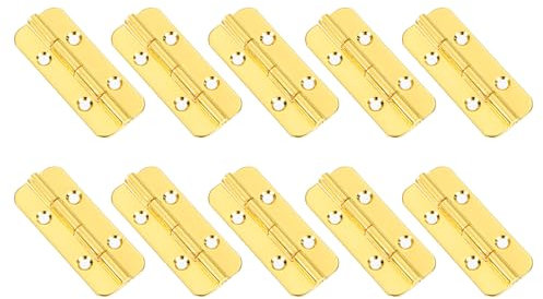 sourcing map Metal Piano Hinges 180 Degree Long Folding Hinges with Screws for Wooden Box, Cabinet Closet, 40x16mm Gold, 10 Pcs