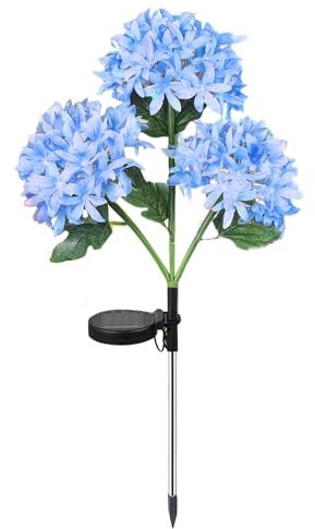Sonne Hortensie Blumenlicht, realistische Hortensie Solarzelle Lampen Outdoor Garten wasserdicht | blühende Blume Garten Dekor, Landschaftsbau Bauernhaus Kunst für Outdoor Garten Garten Rasen Terrasse