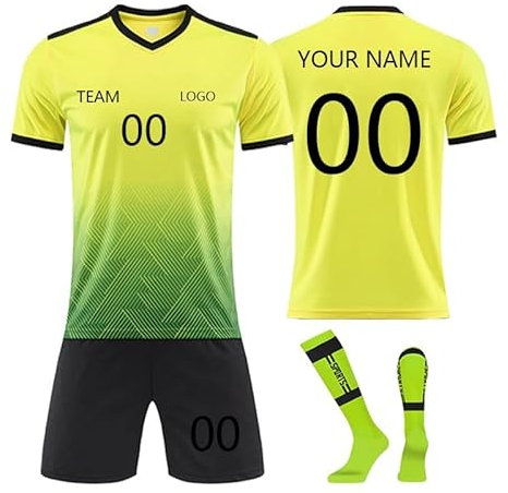 Fußballtrikot mit eigenem Namen Logo Nummer,Personalisierte Fußballtrikot Erwachsene Kinder, benutzerdefinierte Fussball Trikot Shorts Socken Jungen Herren