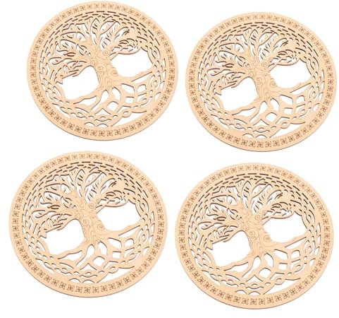 Garneck Lot De 4 sous-Plats en Bois avec Isolation Thermique pour Table De Cuisine