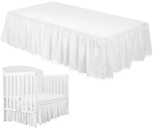 Missmisq Falda De Cuna con Volantes, Falda De Ropa De Cama para Cuna De Guardería para Bebés Niños, Falda De Cama De Cuna Y Transpirable, Falda Cama con Volantes para Bebé