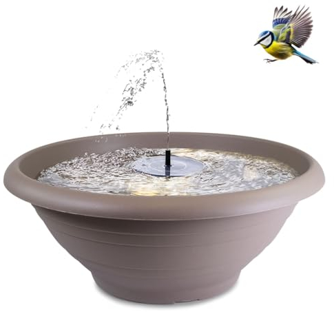 Set de Fuente Solar XL para Exterior, 50 cm, Cuenco Decorativo y Fuente Flotante, Baño para Pájaros y Balcón, Jardín
