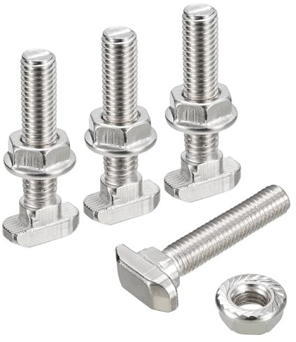 QUARKZMAN M8x40mm T-Nut und M8 Sechskantflanschmuttern-Set, 40 Sets Hammerkopf T-Bolzen T-Form Stift Schiebeschraube für 40er Serie Aluminiumprofil