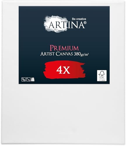 Artina 4er Set FSC® bespannte Keilrahmen Leinwände zum Bemalen | 30x40cm Canvas 100% Baumwolle für Acrylfarben Acryl Leinwand Rahmen zum malen Künstlerbedarf Premium