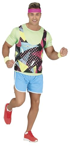 FIESTAS GUIRCA | 80er Jahre Gymnast Kostüm - T-Shirt, Hose und Sportanzug - Retro Kostüme für Halloween, Karneval und Partys - Ideal für Erwachsene - Mehrfarbig