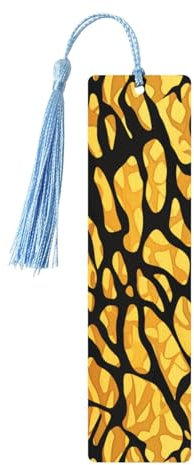 Lesezeichen mit Tier-Giraffen-Druck, Holz-Lesezeichen für Buchliebhaber, Lesezeichen mit Quasten, Holzhandwerk, Geschenkanhänger, Etiketten, rechteckiges Lesezeichen, Ornamente, ausgefallenes Geschenk