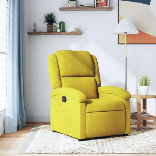 Willood Relaxsessel, Sessel mit Liegefunktion, Fernsehsessel Verstellbare Rückenlehne, Liegesessel Ruhesessel Polstersessel, Gelb Samt