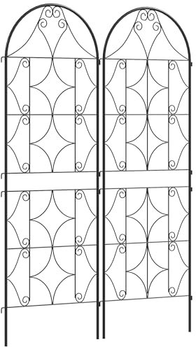 Outsunny Support pour Plantes grimpantes avec Motif irrégulier, Lot de 2, Treillis de Jardin, pour légumes, vignes, Fleurs, en métal, 50 x 150 cm, Noir