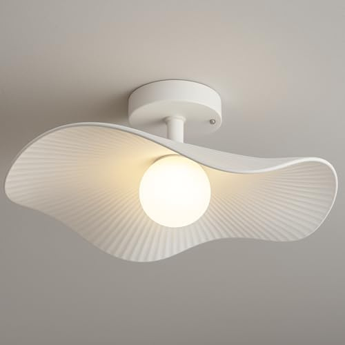 KONTARBOOR Plafonnier Moderne Design Blanc 43 x 24 cm – Luminaire Plafond LED Minimaliste – Style Contemporain pour Salon, Chambre, Cuisine ou Bureau